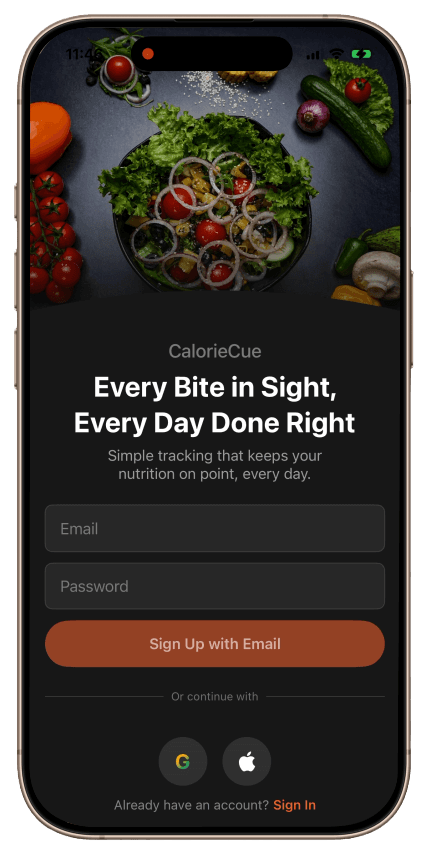 CalorieCue AI scanning a meal
